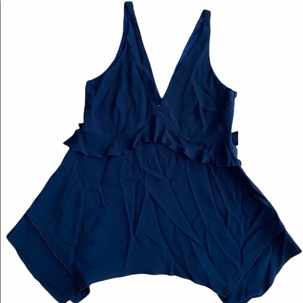 Navy silk blouse